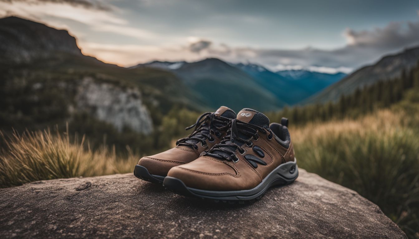 Xero Shoes laid out in natural landscape for product photography.
