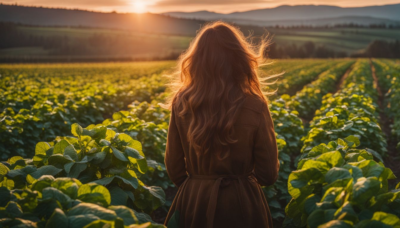 A flourishing potato field at sunset captured in high-definition.