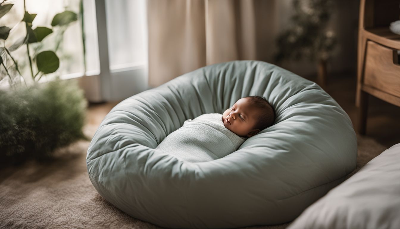 A weighted sleep sack surrounded by calming nursery decor in a bustling atmosphere.