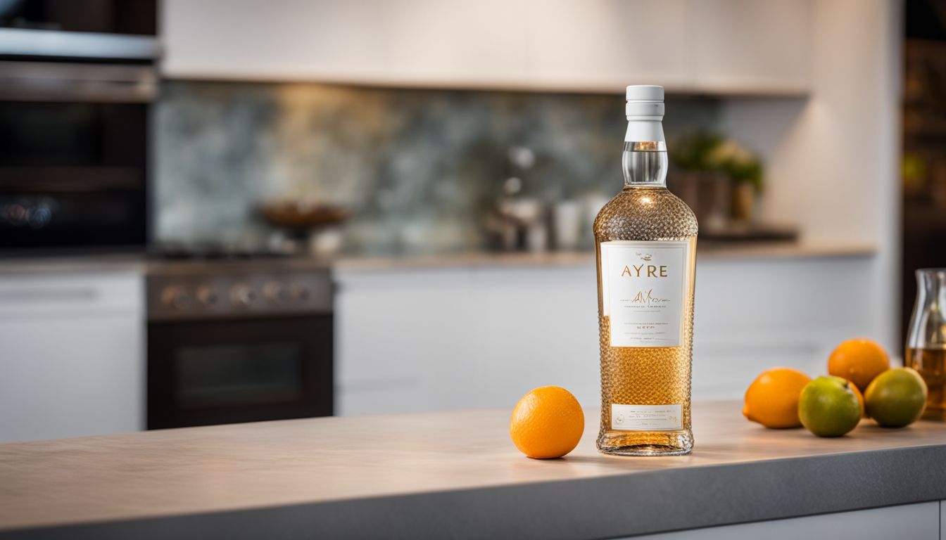A bottle of Pure Ayre on a modern kitchen counter.