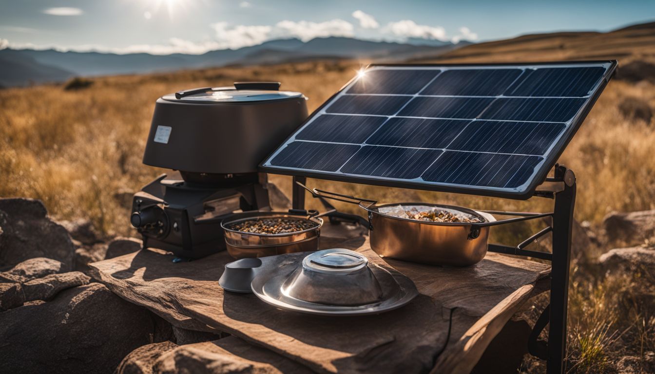 An innovative solar-powered stove in the wilderness for cooking and sustainability.