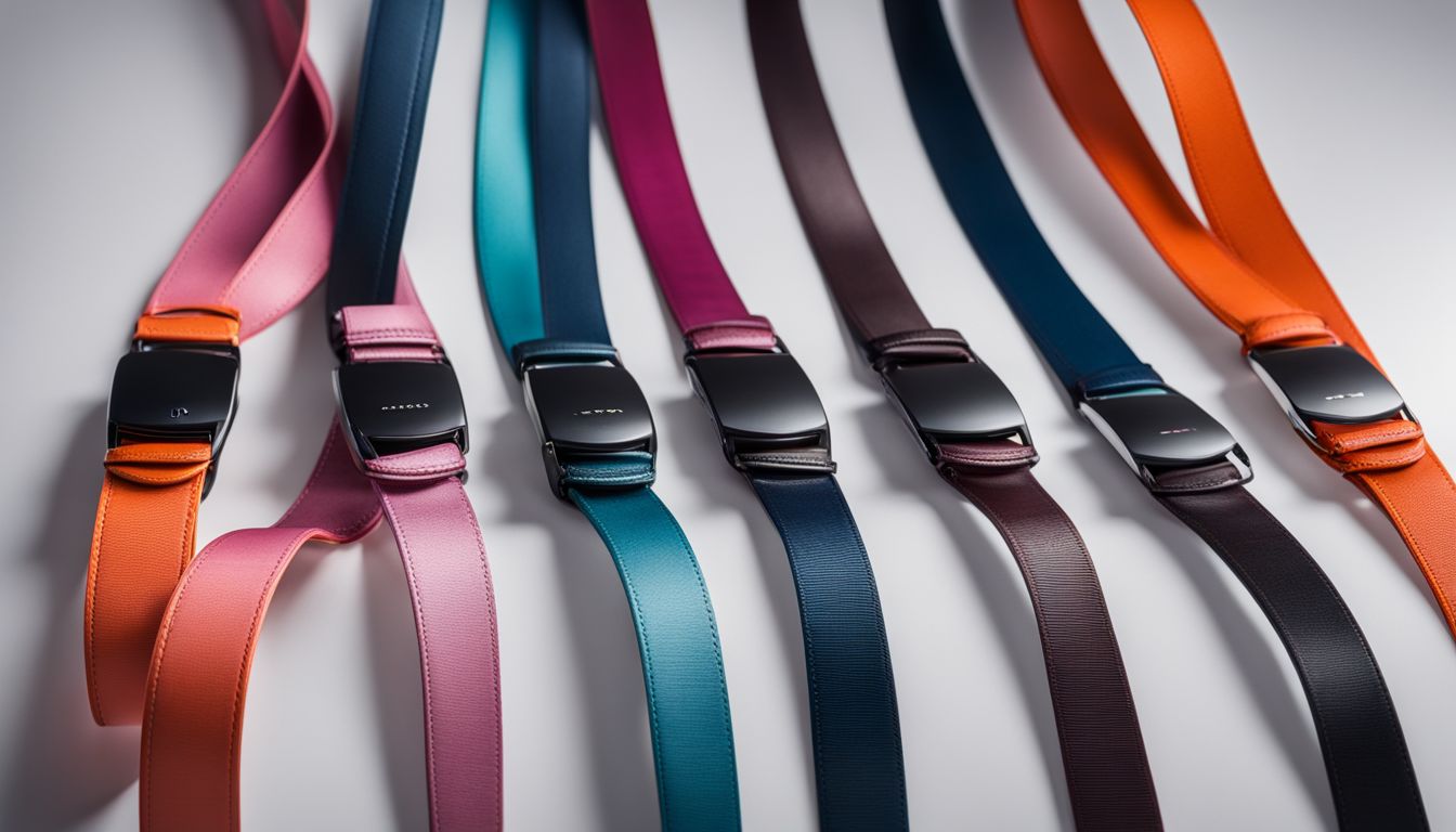 Colorful, one-handed belt closures showcased in high-quality product photography.